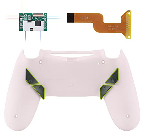 eXtremeRate Konfiguriert Dawn Remap Kit für ps4 Controller, DIY-Ersatz Hülle Rücken Gehäuse Case&Upgrade-Board& 4 Back Paddles Buttons Set für ps4 JDM-040/050/055(Pink)