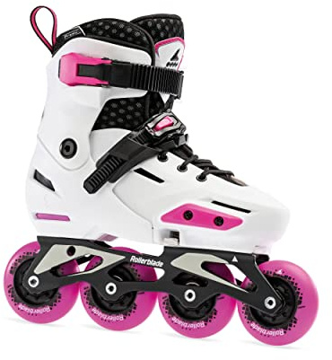 Rollerblade Apex Junior Adjustable Fitness Inline Skate, White & Pink