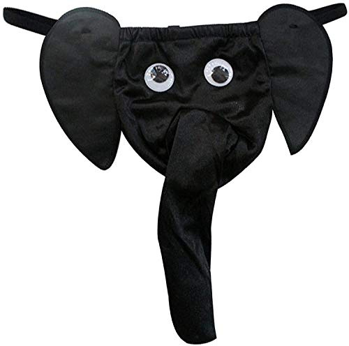 Bommi Fairy män elefanter underkläder pouch trosor stringtrosor rolig låg midja G-string sexig U-formad puckelälskare present, svart, one size stor