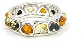 Ring Bernstein Bernsteinring Schmuck Damen Herz silber 925 PMBER31