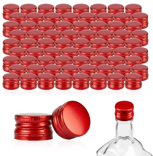100 Stück Aluminium Schraubverschluss 28/18 mm Rot – Dicht, wiederverwendbar, Flaschenverschluss Set