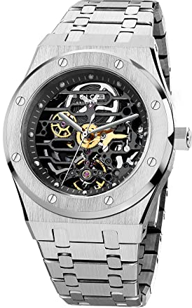 FEICE Automatikuhr Herren Handgelenk Mechanische Uhren Edelstahl Saphirspiegel 42MM