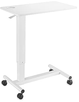 PureMounts® höhenverstellbarer Beistell-Tisch mit Gasdruckfeder, intergierter Getränkehalter, höhenverstellbarer Laptop-Tisch, 71-106 cm, weiß