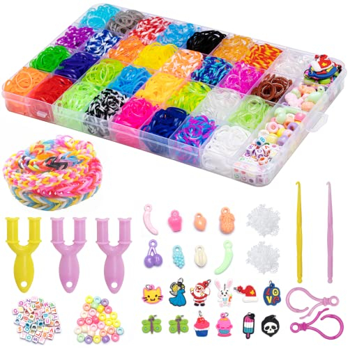 Noa Home Deco Loom bandset, 2 500 stycken gummiband för att göra armband själv, tillbehör, färgglada loops, gummiset med hängen och tillbehör, gör-det-själv pyssel, gåva för barn, pojke, flicka