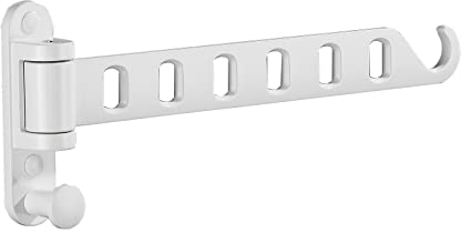 JOOM Wall Mounted Clothes Hangers, Foldable Clothing Drying Racks for Laundry Room Organization with Hooks Swing Arm,Laundry Room Dryer Rack, Sturdy Hanging, Foldable 180°Rotation(White)