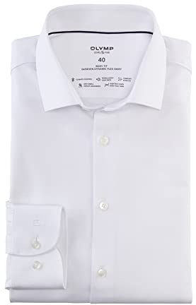 OLYMP herrövertröja långärmad 073464, twill, nivå 5, kroppspassform (15,05.2015 – F16), modern Kent, Vit, 43