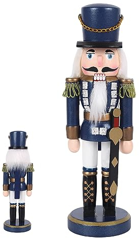 Wooden Christmas Nutcracker Soldier,Nutcracker Ornaments,25cm Christmas Traditional Nutcracker Xmas Decoration,Pine Wood Painted Soldier for Home Garden Christmas Party (Blue)