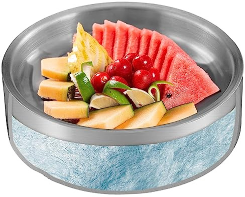Ciotola da portata refrigerata, vassoio per ghiaccio in acciaio inox, vassoio freddo per antipasti, frutta, salmone, gamberetti, cocktail