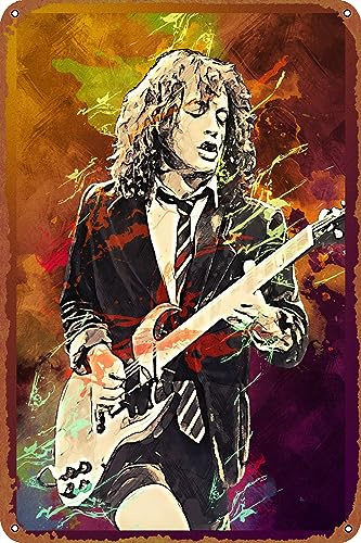 KIVYYB Angus Young Blechschild Wandkunst Poster 30,5 x 20,3 cm Wohnzimmer Dekoration
