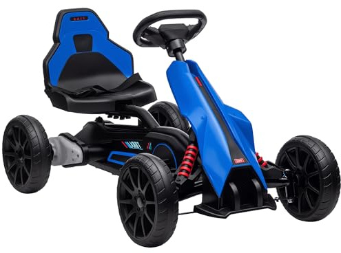 HOMCOM Go Kart Coche Eléctrico para Niños de 3 a 8 Años Kart con Batería 12V Velocidad Ajustable 3-5 km/h y Cinturón de Seguridad Carga 30 kg para Exterior 100x58x58,5 cm Azul