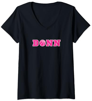 Bonn Basketball Fan Support Rheinland Stadion pink T-Shirt mit V-Ausschnitt