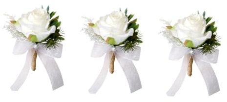 PRETYZOOM 3St Hochzeit Blumenkorsage Rosenstift künstliche Ansteckblume Boutonniere für Männerhochzeit Braut Kleidungsnadel Brosche für Braut schnelle haare Blumenbrosche Bankett