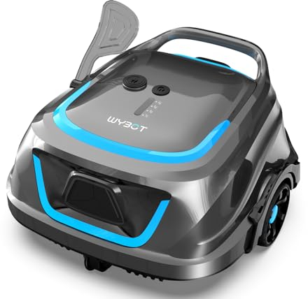 WYBOT A1 Cordless Pool Cleaner with 120 Minutes Quick Charge Cleaning in 2.5 Hours, LED Indicator, Above Ground Pool Robot with Dual Filtration