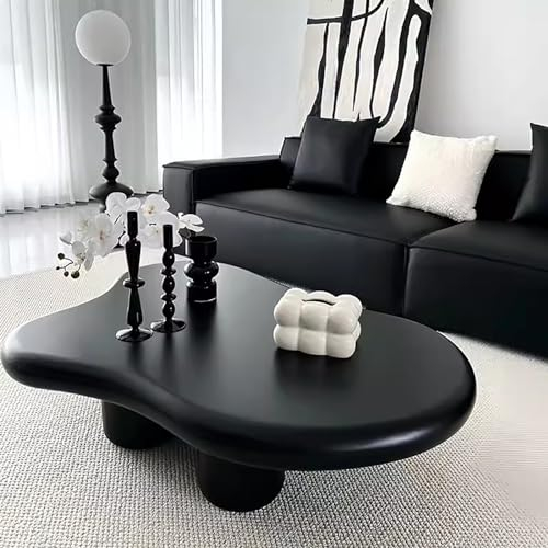 Couchtisch aus Holz in Wolkenform,Moderner zentraler Couchtisch,verdickter Beistelltisch,Starke Tragfähigkeit,einfach zu montieren,Für Wohnzimmer, Schlafzimmer, Heimdekoration.(Nero,100*69*40cm)