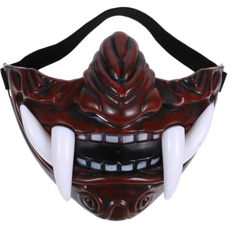 JOINPAYA Masque Hannya Démon Oni Nohkabuki Prajna Diable Demi-Masque Cosplay Rouge
