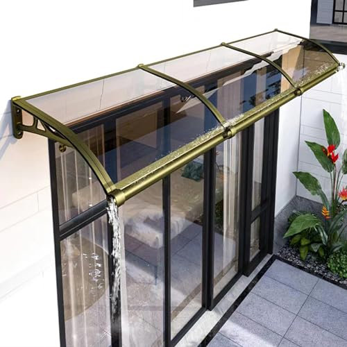Robuste Regenschutzabdeckung für Fenster, Markise für Fenster und Garten, Markise für Terrasse und Veranda, 99 % UV-Schutz, Markise für Haustür, Winddichte Aluminiumhalterung, transparente Polycarbona