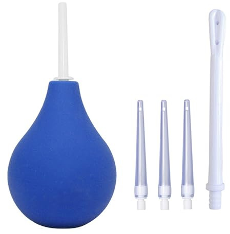 Enema Bulb Rectal Syringe Clean Silicone Douche Cleanse Kit for Constipation, Colon Cleanse with 5 Detachable Slim Nozzles for Men Women (224ml)