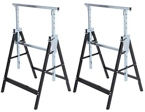 2Pcs Height Adjustable Folding Lifting Bracket Support Frame for Work Table, 200kg Capacity, Q195 Steel