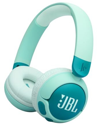 JBL Junior 320 BT, Casque Supra-auriculaire sans Fil pour Enfants, avec Microphone intégré, Bluetooth, Safe Sound, Coussinets Confortables, Set d'autocollants, Design Pliable, Vert