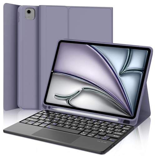JADEMALL Custodia Tastiera con Trackpad per iPad Air 11 2025 (M3), Italiano ‎QWERTY Tastiera Bluetooth Staccabile con Touchpad per iPad Air 11 M2/M3 2024/2025, Viola