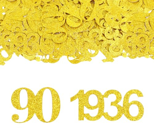 GoldRock Konfetti 90 Geburtstag Deko Groß 3,5-5cm,100 Stk Streudeko 90 Geburtstag,Deko 90 Geburtstage Frau Mann 1936,Glitzer Tischdeko 90. Geburtstags,Dekoration 90er Geburtstage,Deko 90 Konfetti Gold