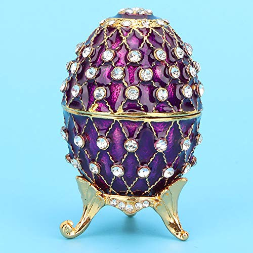 ZJchao Enameled Easter Egg Jewelry Box,Vintage Ru Ed Jewelry Box, Collectible, Unique Home Decor