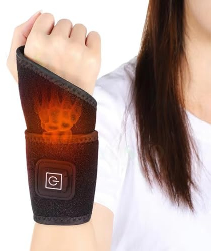 Handgelenkstütze USB Schnellheizend Handgelenkbandage mit 3 Heizstufen Gelenkbandage Verstellbar Handgelenkschiene Wärmetherapie Handgelenk Stützbandage für Sehnenentzündung Gelenkschmerzen Schwarz
