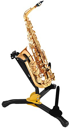Klappbarer Saxophonständer für Alt- und Tenorsaxophon - Höhenverstellbar, robust und dick, Zubehör, mit Tragbar Stoffbeutel für Altsaxophon und Tenorsaxophon, Schwarz
