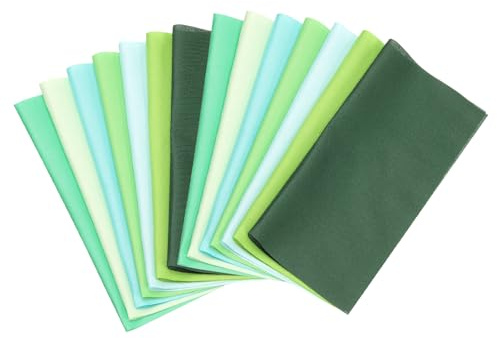 PATIKIL Bomullstygpaket, 14 st 20 x 20 cm feta kvartal enfärgade förskurna tygrutor för sömnad lappverk quiltning gör-det-själv-hantverk, grön