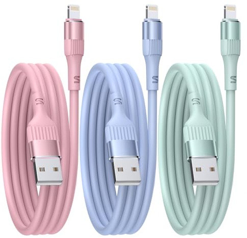 iPhone Charger, 3PACK 3FT/1M MFi Certified Lightning Cable Fast Charging | TPE i Phone Apple Charger Compatible with iPhone 14 13 12 11 Pro Max Pro XS X XR 8 7 6 (3PACK3FT)