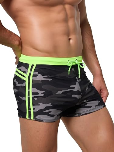 Arcweg Short de Bain pour Homme - Boxer de Sport - sous-vêtements avec Cordon de Serrage - Short de Plage élastique, Camouflage, XL