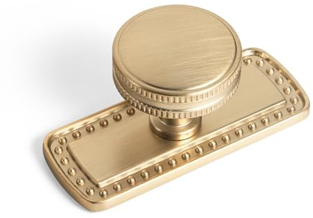 Goo-Ki Champagne Brozne Knob with Backplate Plate Zinc Alloy Hardware, 6 Pack Modern Champagne Brass Drawer Knob for Cabinet Kitchen