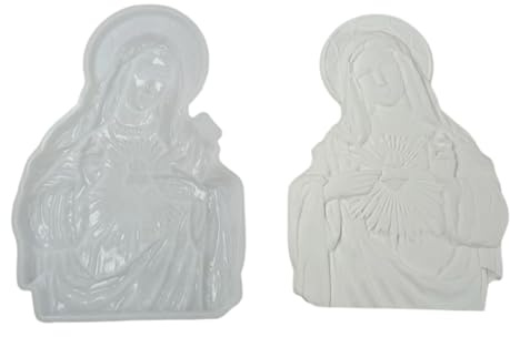 Stampo in silicone a forma di cuore sacro con madre e scritta in inglese Holy Heart, per decorazioni da parete in resina e progetti artigianali cattolici