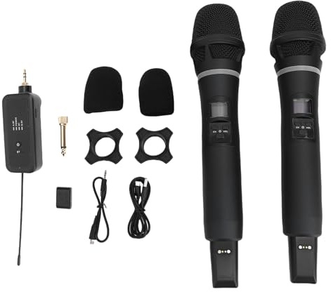 Akozon Système de Microphone sans Fil Système Professionnel Rechargeable et Micro sans Fil avec Récepteur Chant Le Discours de la Fête de Mariage du karaoké