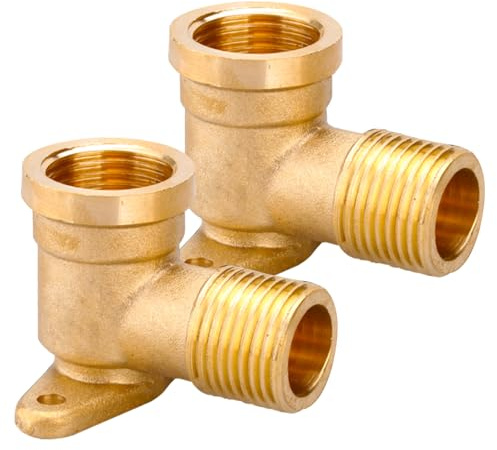 2 Stück Wandscheibe 1/2 zoll, 90 Grad Wandscheibe Messing Bogen Schraubfitting Wasser Wandanschluss für Verbundrohrsystem
