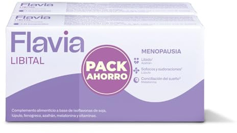 FLAVIA Libital Pack 2 x 30 Comprimidos - Alivia los Síntomas de la Menopausia - Con Isoflavonas de Soja y Vitaminas - Estimula la Líbido, Regula Sofocos y Sudoraciones - Complemento Alimenticio