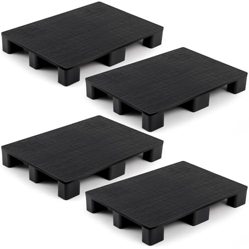 Vercraft Kunststoff-Paletten für Kellerlagerung, einfach zu stapeln, leichte Bodenpalette, Display, Bodenbelag, Zimmer, Supermarkt, Lager, Weihnachten, unterstützt bis zu 907 kg (L x B x H), Schwarz