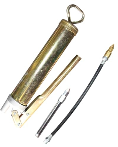 Pistola De Grasa De Palanca - 400cc/200cc Galvanizado, Alta Presión Y Ahorro De Esfuerzo, Aplicación Flexible De Lubricante, Con Boquilla De Manguera, Compatible Con Cartuchos Y Llenado Manual, Resist