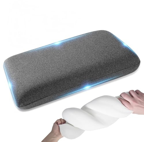 SOMLAW Resekudde minnesskum – ergonomisk nackkudde (50 x 30 x 10 cm) – tvättbar och kompakt – campingkudde med ögonmask, bärväska – perfekt för camping, bil, flygplan, tåg, hotell (grå)