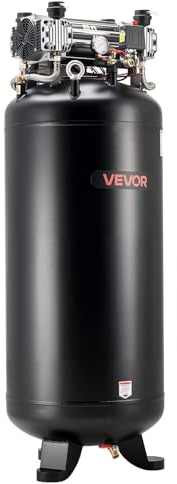 VEVOR 80 Gallons Heavy-Duty Air Compressor, 5HP 13.5SCFM at 90PSI Air Compressors Max 145PSI Pressure, Oil-Free Compressor Tank for Industrial Manufacturing, Large Workshops (230V 3-Phase, No Plug)