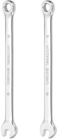 QUARKZMAN 2 Piezas Llave Combinada 6mm Métrica De 12 Puntas Y Boca Abierta Acero CR-V Herramienta De Doble Extremo Para Automóvil Tubería Muebles Maquinaria Reparación DIY Color Plata Blanco