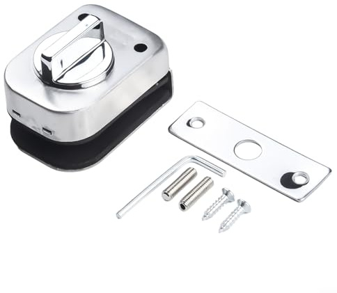 Gastagrav Chiusura in acciaio inox per porta di vetro di sicurezza a terra serratura per balcone bagno Nessuna foratura necessaria sistema di chiusura affidabile finitura argento