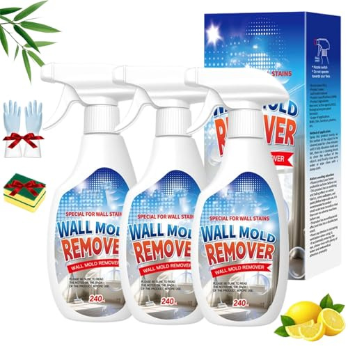 Effective Mould Removal Spray-Prevents Mould Regrowth, 240ml Highly Wall Mold Remover Spray Long-Term Protection, Home Stain Cleaner for Wood, Tile, Fabric, Bathrooms, Kitchens (3pcs)