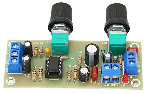 Subwoofer Preamp Board Single Supply Low Pass Filter Module with LED Indicators and DC 10-24V Input - Low Noise Audio Preamplifier Circuit with Brass Terminals and Fully Sealed