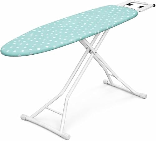 TREATY Adjustable Ironing Board Foldable Compact Design with Anti-Slip Feet, Sturdy Steel Frame, Secure Lock System, Multi Height Settings, Space Saving Slim Storage 110x30cm