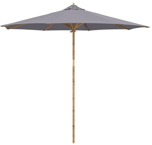 Vopese Garden Parasol Dark Grey Ø 270 x 260 cm Bamboo For outdoor, terrace, and garden shading purposes ZSSCJ-UK4108088UK