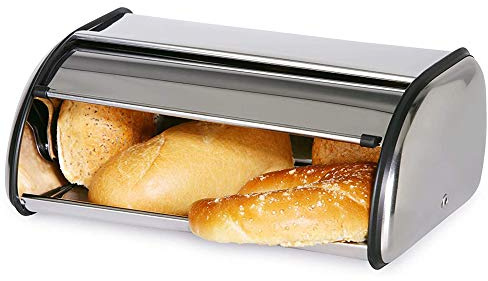 MUL-BOUTIQUE Boîte à Pain en Acier Inoxydable avec Couvercle Coulissant, Ventilation Optimisée pour Conserver Fraîcheur, Rangement Pain Pâtisseries pour Cuisine Restaurant Hôtel