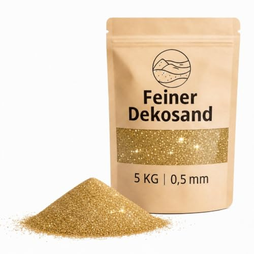 Sable décoratif doré 5 kg – Pierres décoratives fines pour vases, verres, décoration de table et fleuriste