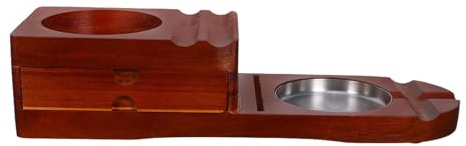 Hoement Cenicero de Madera Marrón Incluye Cajón y Ranura con Soporte para Whisky y Cigarro Diseño Elegante para Uso al Aire Libre Movimiento