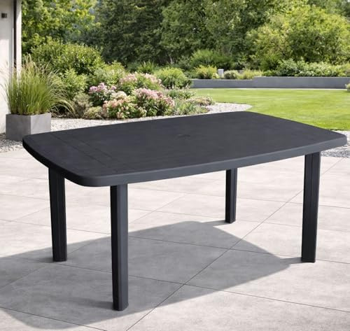 Mojawo Gartentisch Campingtisch Kunststoff 140x90cm Anthrazit rechteckig Balkontisch Gartentisch Terrassentisch